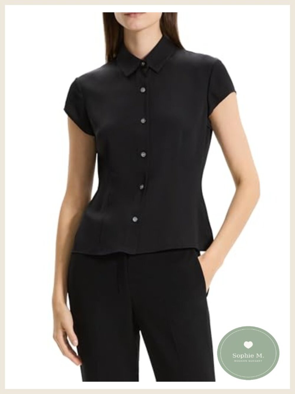 Theory Silk Cap Sleeve Blouse Women's Button Down Shirt